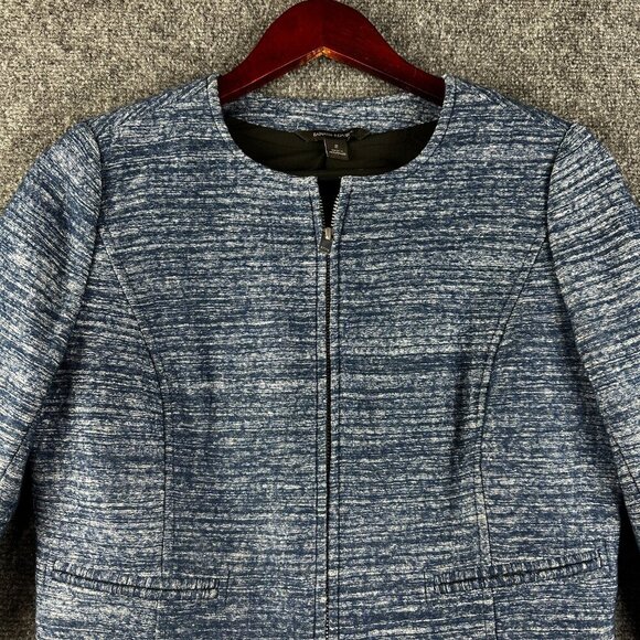 Banana Republic Sweater Women 2 Cardigan Blue Full Zip Lined Fluted Hem - Picture 4 of 8